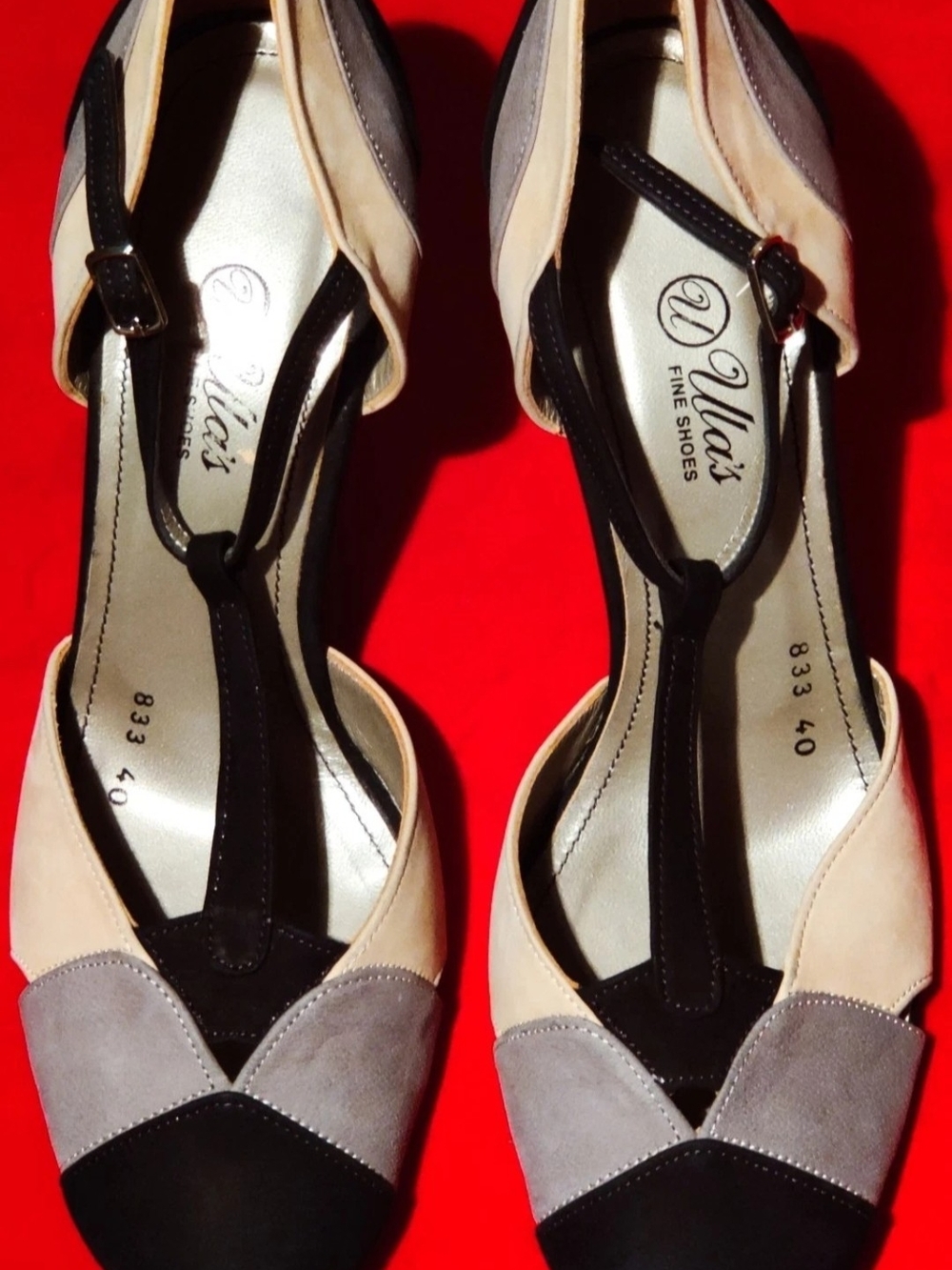 Ullas Fine Shoes Womens 9.5 T-strap & Cone Heels Suede Heels Sandals...